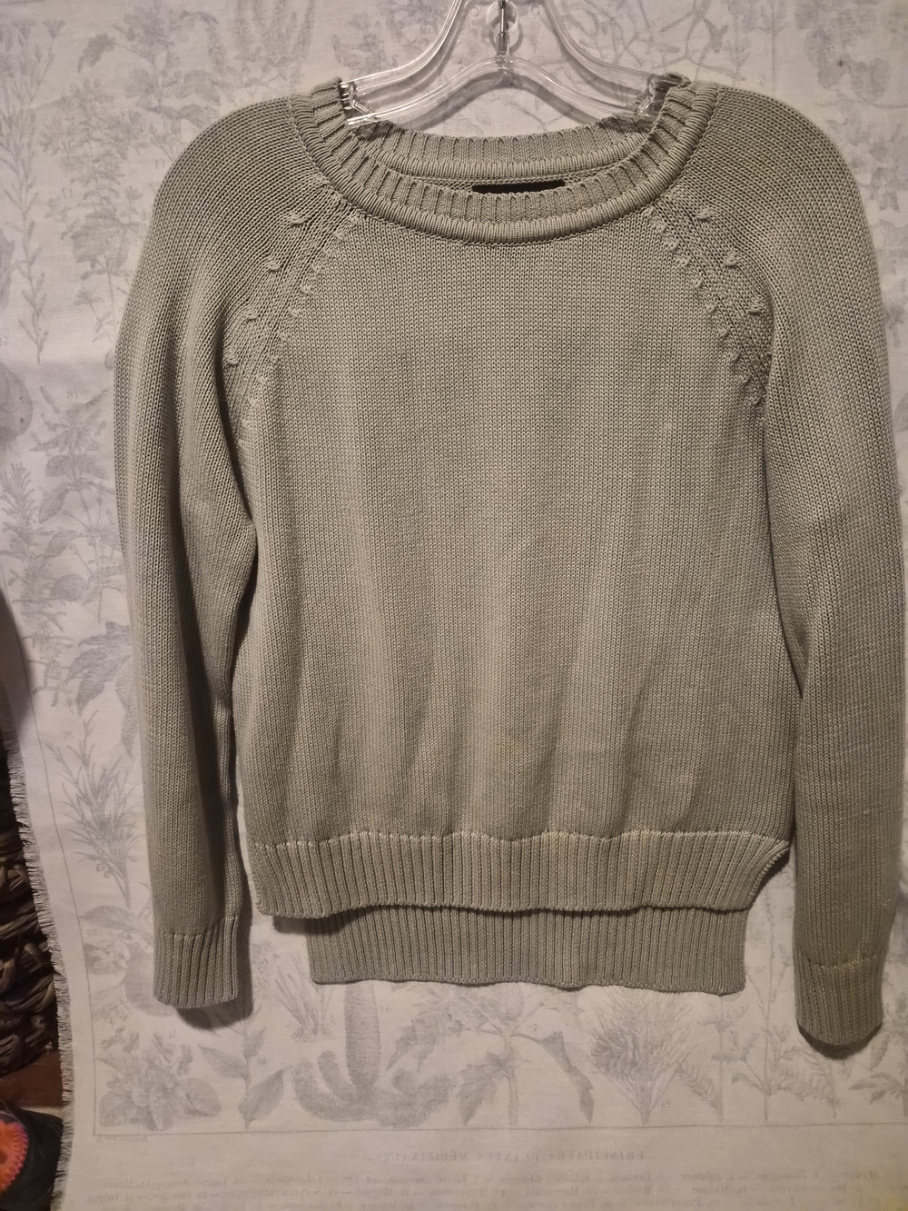ABLE Organic Cotton Crewneck Sweater XS Sage Green Rib Knit Ethical Sustainable